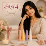 Pastel Ribbed Taper Candle Set of 4 | Decorative Handmade Candles