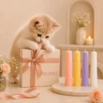Pastel Ribbed Taper Candle Set of 4 | Decorative Handmade Candles