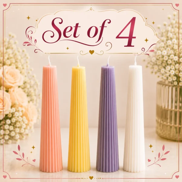 Ribbed Taper Candle Set of 4